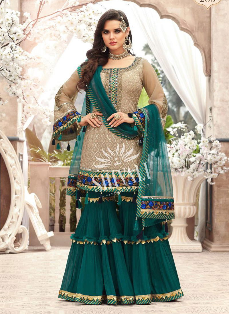 Aisha vol 2 Purple Georgette Wedding Wear Embroidery Work Readymade Sharara Suit
